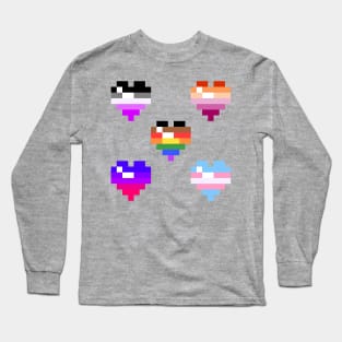 Pixel Heart - LGBT+ Pride (Ensemble) Long Sleeve T-Shirt